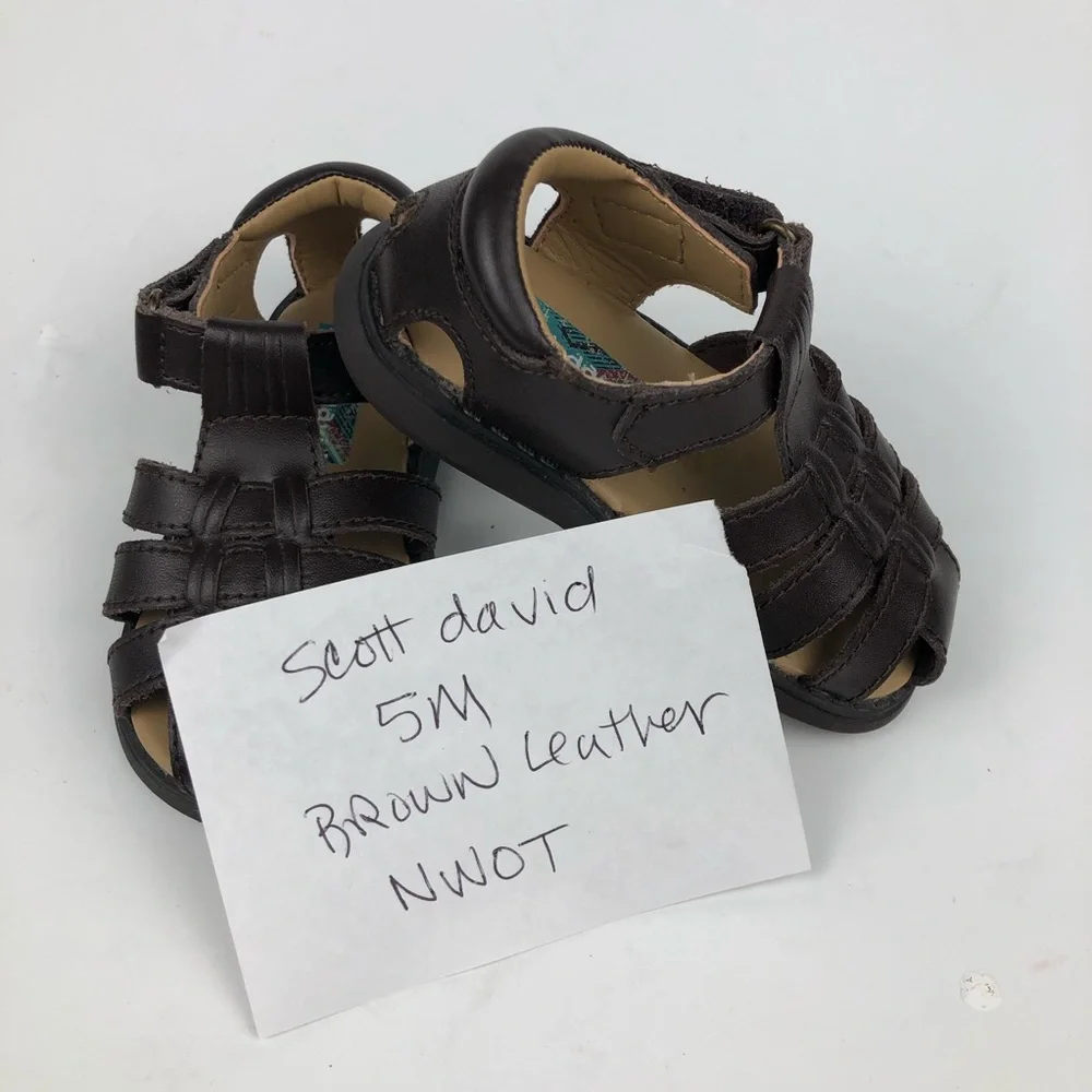 Scott David Brown Leather Fisherman Sandals Kids 5